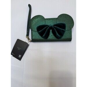 Disney Minnie Mouse Green Bow Wallet Wristlet by Bioworld NWT Tech Pocket
